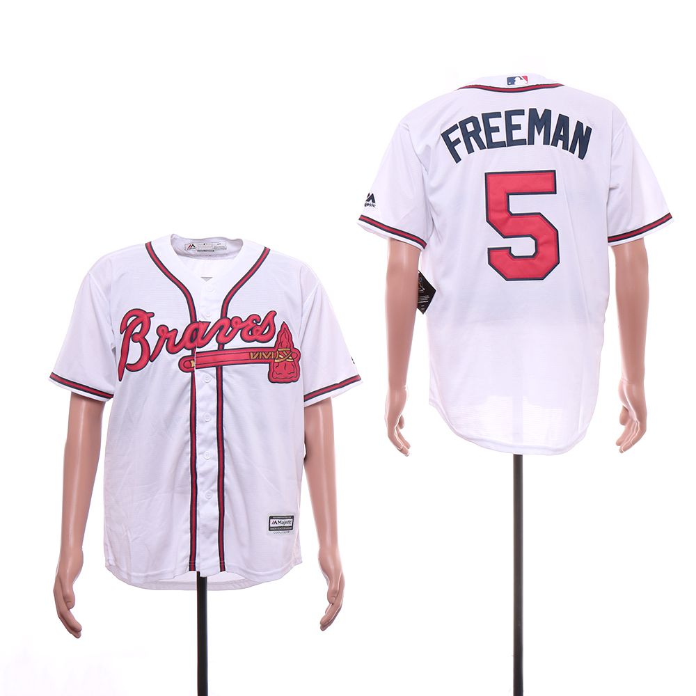 Men Atlanta Braves 5 Freeman White Game MLB Jerseys